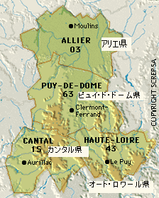 オーヴェルニュの地図